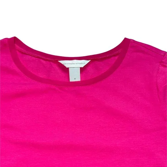 Christopher & Banks Scalloped Floral Bottom Shirt-Pink-Size M-GUC - Picture 3 of 5